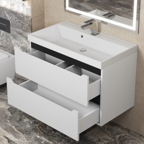 Тумба под раковину Uperwood Tanos 80 см, подвесная, белая/графит в Талице - talica.ok-mebel.com | фото 9