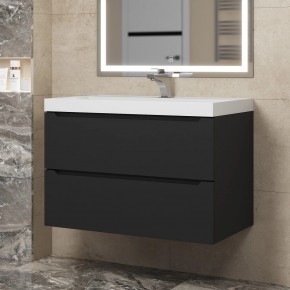 Тумба под раковину Uperwood Tanos 80 см, подвесная, черная матовая в Талице - talica.ok-mebel.com | фото
