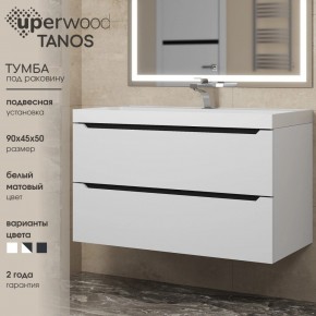Тумба под раковину Uperwood Tanos 90 см, подвесная, белая/графит в Талице - talica.ok-mebel.com | фото 3