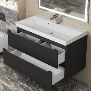 Тумба под раковину Uperwood Tanos 90 см, подвесная, черная матовая в Талице - talica.ok-mebel.com | фото 10