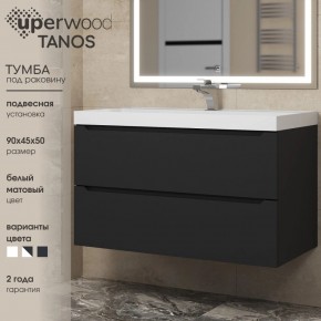 Тумба под раковину Uperwood Tanos 90 см, подвесная, черная матовая в Талице - talica.ok-mebel.com | фото 3