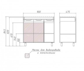 Тумба под умывальник Andrea 90 3D без ящика Домино (D37005T) в Талице - talica.ok-mebel.com | фото 2