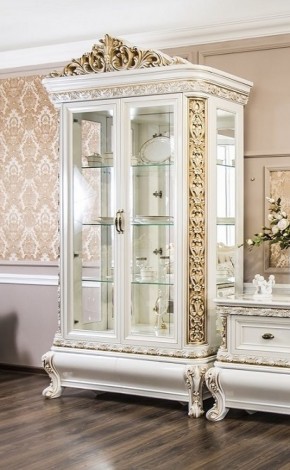 Витрина двухстворчатая Алсу (белый глянец) в Талице - talica.ok-mebel.com | фото 2